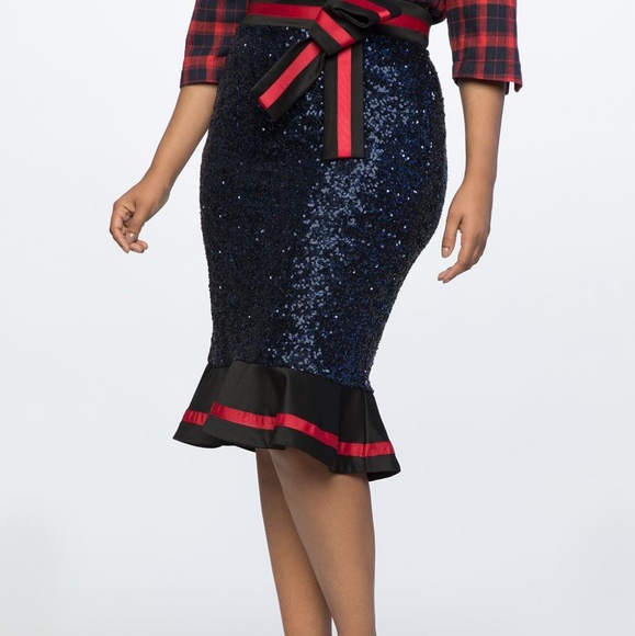 Dark Navy column skirt with flounce  NWT - Picture 3 of 3